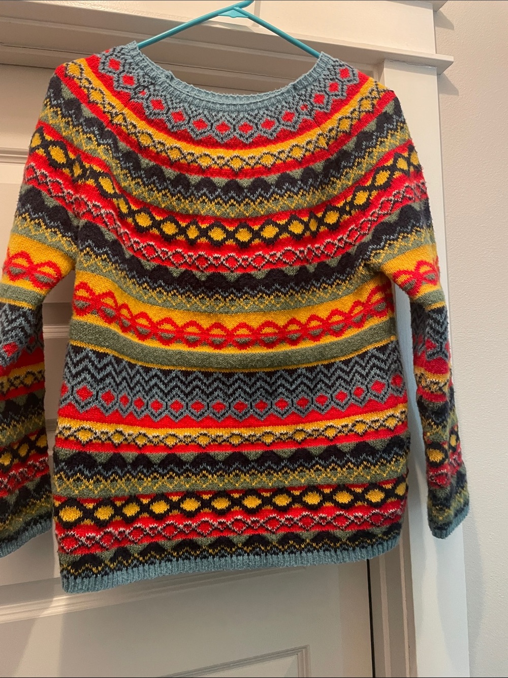 Women's Multicolor Fair Isle Crewneck Sweater - Blue Base